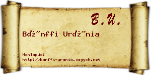 Bánffi Uránia névjegykártya